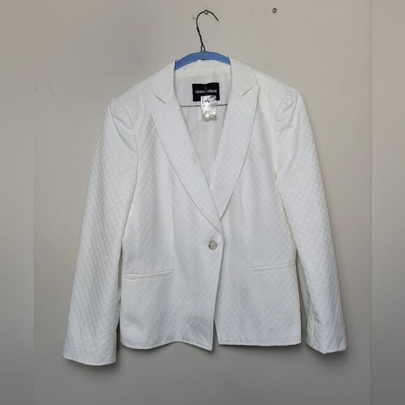 Giorgio Armani Black Label White Cotton Blazer Suit Jacket Lined Designer EU 48 - Picture 5 of 16